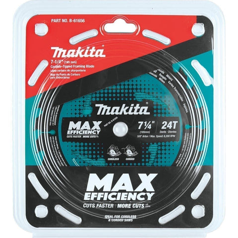 Makita B-61656 7-1/4" 24T Carbide-Tipped Max Efficiency Circular Saw Blade, Fram