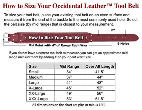 Occidental Leather 9540 Adjust To Fit Finisher Finishing Carpenter Tool Belt