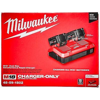 Milwaukee 48-59-1802 M18 18V  Li-Ion Dual Bay Simultaneous Rapid Charger