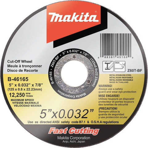 Makita B-46165-25 5" x .032" x 7/8" Ultra Thin Cut-Off Wheel Stainless 25 Pack