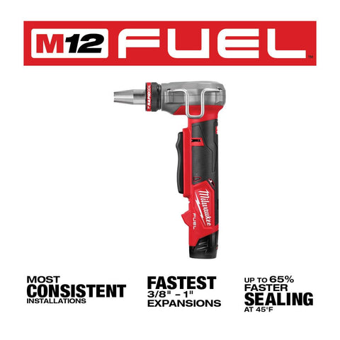 2532-22 M12 FUEL Cordless 3/8 in. - 1 in. PEX Expansion Tool Kit with (2) 2.0 Ah Batteries, (3) Rapid Seal Expansion Heads