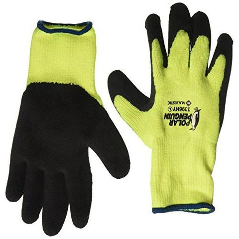 Majestic Glove 3396HY/9 Industrial Gloves, Rubber Palm, Winter, Knit, Medium, Black/Yellow (Pack of 12) - SIGNIFICANTSERVICES.COM