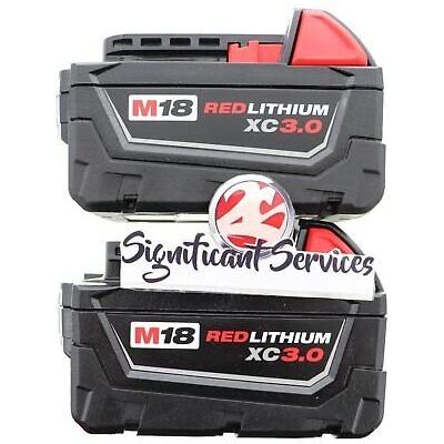 2 Milwaukee M18 Red Lithium-Ion XC Batteries 3.0 Ah 48-11-1828