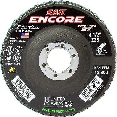 United Abrasives SAIT 71205 4-1/2x7/8 Encore Type 27 No Hub Zirconium Flap Di...