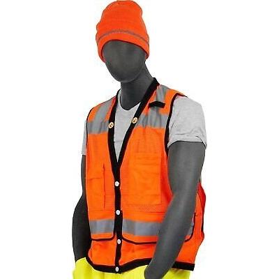 Majestic 75-3208 Fabric High Visibility Heavy Duty Orange Mesh Vest Large