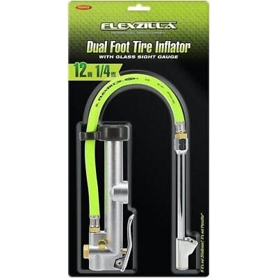 Flexzilla AL2051FZ Dual Foot Tire Inflator with 12" Hose Glass Sight Gauge 10