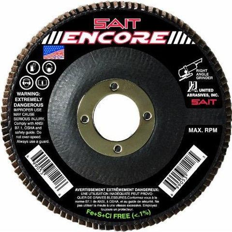 United Abrasives-SAIT 71228 Type 27 Encore Flap Disc, 5-Inch x 7/8-Inch Z 60X, 10-Pack