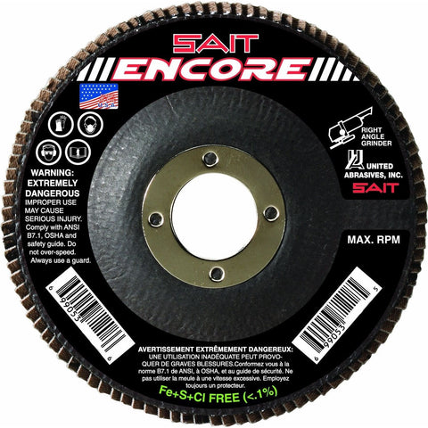 United Abrasives-SAIT 71231 Type 27 Encore Flap Disc, 5-Inch x 7/8-Inch Z 120X, 10-Pack