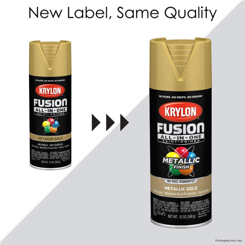 Krylon Fusion All-In-One Adhesive Spray Paint for Indoor/Outdoor Use, 12 oz, Gold