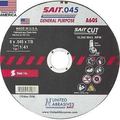 United Abrasives-SAIT 23106 A60S General Purpose Cut-Off Wheels Type 1 Type...