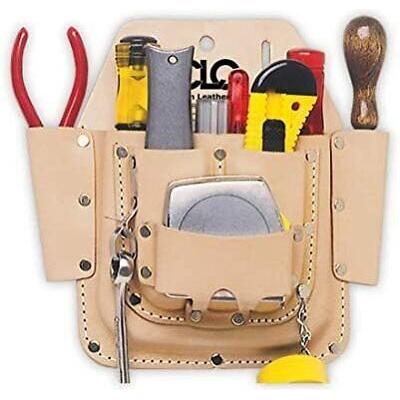 CLC W438 6 Pocket Leather Electrician Tool Belt Pouch w|Clip