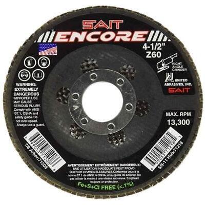 SAIT 71208 4-1/2x7/8 Encore Type 27 No Hub Zirconium Flap Discs 60 Grit 10PK