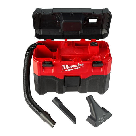 Milwaukee M18 2 Gal. 18-Volt Lithium-ion Cordless Wet/Dry Vacuum (Tool-Only), 2.8 Amp Motor, Lightweight, Tool-Box Style for Effortless Transport and Storage