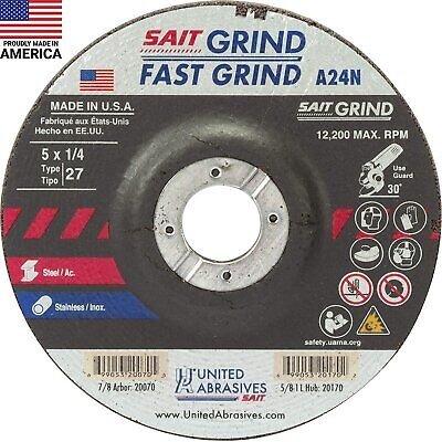 United Abrasives-SAIT 20070 A24N Fast Grinding Wheel 5" x 1/4" x 7/8" Type 27