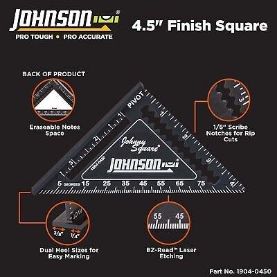 Johnson Level & Tool 1904-0450 Johnny Square Professional Easy-Read Finish...