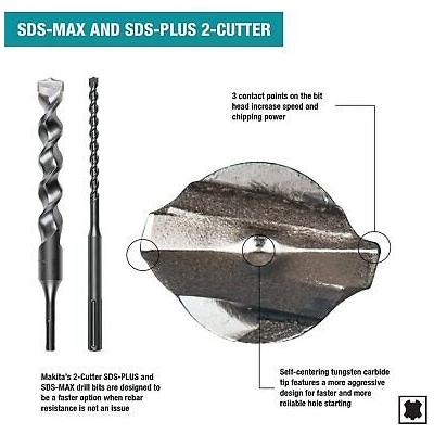 New Makita B-60573 3/16" x 6" SDS‑PLUS Hammer Drill Bit Carbide 2‑Cutter