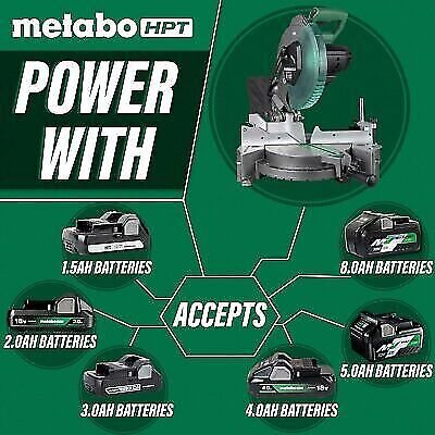 Metabo HPT C1810DFAQ4 18V MultiVolt Cordless 10 Inch Single Bevel Miter Saw BSL1