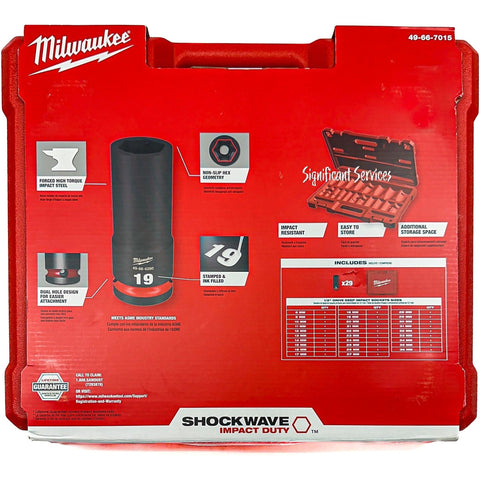 Milwaukee 49-66-7015 SHOCKWAVE Deep Impact Socket Set 1/2 in Drive Metric 29 Pcs