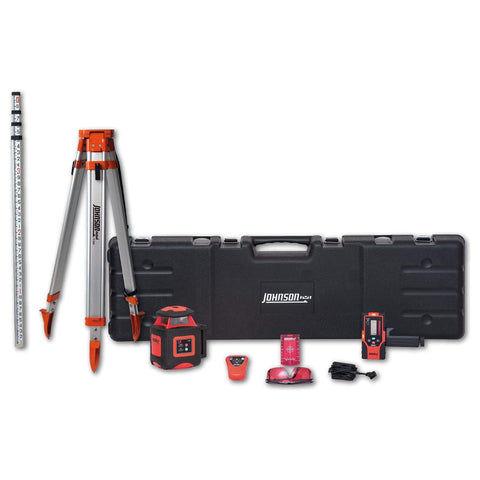 Johnson Level & Tool 40-6541 High Accuracy Dual Slope Rotary Laser System, Red, 1 ‎Kit