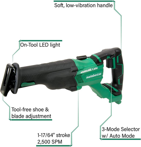 Metabo HPT CR18DBLQ4M 18V Li-Ion Brushless Cordless Reciprocating Saw