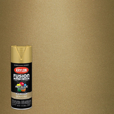 Krylon Fusion All-In-One Adhesive Spray Paint for Indoor/Outdoor Use, 12 oz, Gold