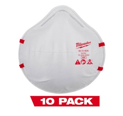 Milwaukee 48-73-4034 N95 Respirator Unvalved 10 pk