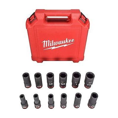 Milwaukee 49-66-7011 Shockwave 1/2 inch Drive SAE Deep Well Impact Socket Set...