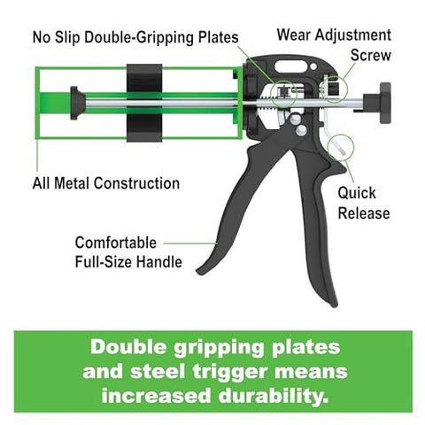 Albion Engineering Company B26T200 200 Series B-Line Manual Multi-Component Cartridge Epoxy Adhesive Gun, 1:1 Ratio (100 x 100 ml) & 2:1 Ratio (215 ml)