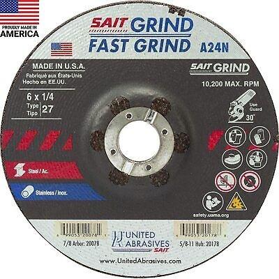 United Abrasives-SAIT 20078 A24N Fast Grinding Wheel 6" x 1/4" x 7/8" Type 27, 2