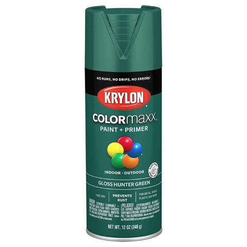 Krylon K05523007 COLORmaxx Spray Paint and Primer for Indoor/Outdoor Use, Gloss Hunter Green 12 Ounce (Pack of 1)