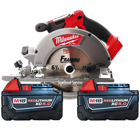 New Milwaukee 2730-20 M18 FUEL 18V Li-Ion 6-1/2" Circular Saw 2 5.0 Ah Batteries