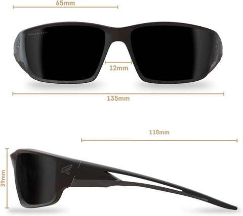 Edge Eyewear TSK-XL216 Black Frame Smoked Lens Kazbek Polarized Safety Glasses