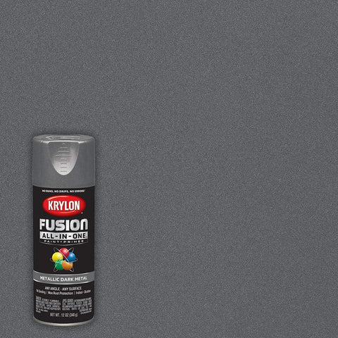 Krylon Fusion All-In-One Adhesive Spray Paint for Indoor/Outdoor Use, 12 oz, Dark Metal