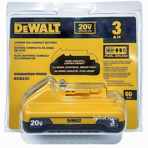 Genuine Dewalt DCB230 20V MAX XR 3.0 Ah Li-ion Compact Battery Pack NIP