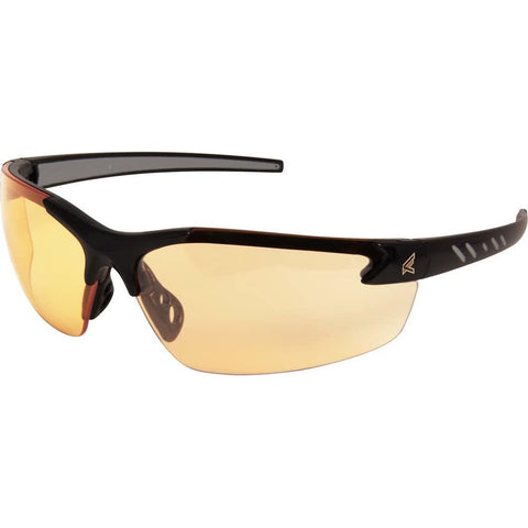 Edge DZ114-G2 Zorge G2 Wrap-Around Safety Glasses, Anti-Scratch, Non-Slip, UV 400, Military Grade, ANSI/ISEA & MCEPS Compliant, 5.04" Wide, Black Frame/Amber Lens