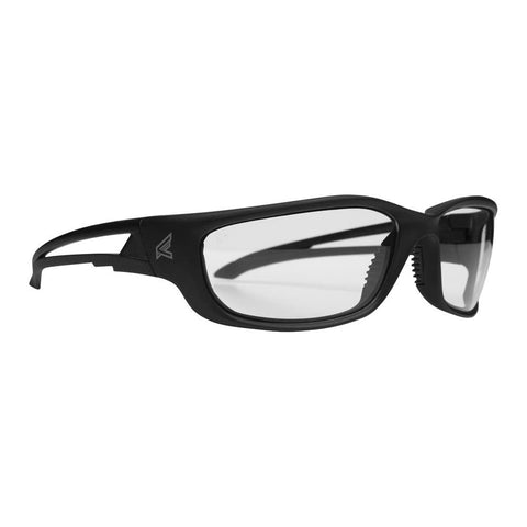 Edge SK-XL111 Kazbek XL Wrap-Around Safety Glasses, Anti-Scratch, Non-Slip, UV 400, Military Grade, ANSI/ISEA & MCEPS Compliant, XL Wide Fit, Black Frame/Clear Lens