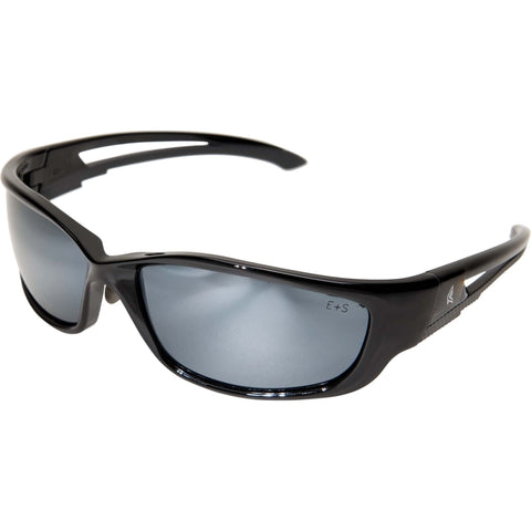 Edge SK-XL117 Kazbek XL Wrap-Around Safety Glasses, Anti-Scratch, Non-Slip, UV 400, Military Grade, ANSI/ISEA & MCEPS Compliant, XL Wide Fit, Black Frame/Silver Mirror Lens