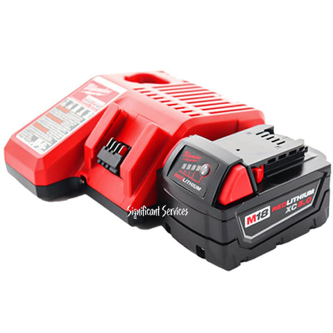 Milwaukee 48-59-1812 M12/M18 Battery Charger & (1) 48-11-1850 5.0Ah Lithium Ion Battery