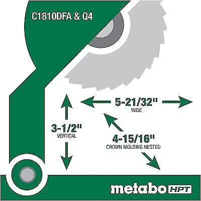 Metabo HPT C1810DFAQ4 18V MultiVolt Cordless 10 Inch Single Bevel Miter Saw BSL1