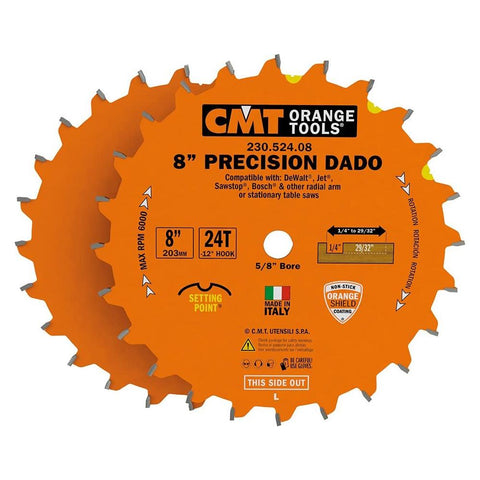 CMT 230.524.08  8 In X 24 X 5/8 In Precision Dado Sets