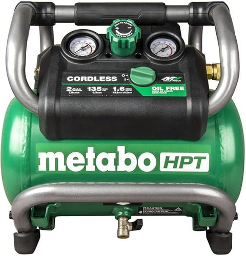 Metabo HPT 36V MultiVolt Cordless Air Compressor | Tool Only, No Battery | Brushless Motor | 135 Max PSI | 2-Gallon Capacity | 27.3 Lbs. | Optional AC Adapter | EC36DAQ4 Green