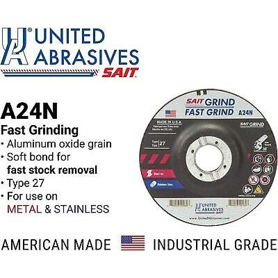 United Abrasives-SAIT 20070 A24N Fast Grinding Wheel 5" x 1/4" x 7/8" Type 27