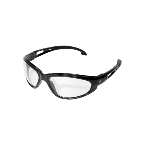 Edge SW111 Dakura Wrap-Around Safety Glasses, Anti-Scratch, Non-Slip, UV 400, Military Grade, ANSI/ISEA & MCEPS Compliant, 5.04" Wide, Black Frame/Clear Lens