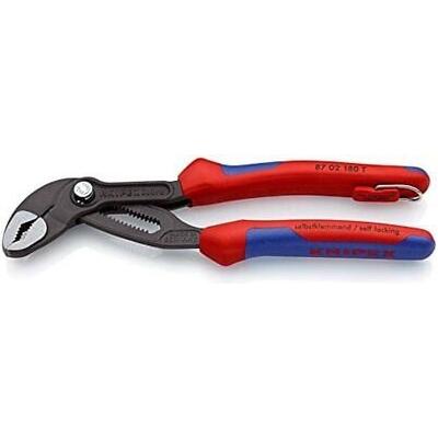 Knipex 8702180TBKA Cobra Water Pump Pliers "7.09" with soft handle and tether...